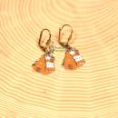 Ohrringe Weihnachten Lebkuchenhaus vergoldet mit Klappbrisur, Modeschmuck handmade chic-peppig-bunt